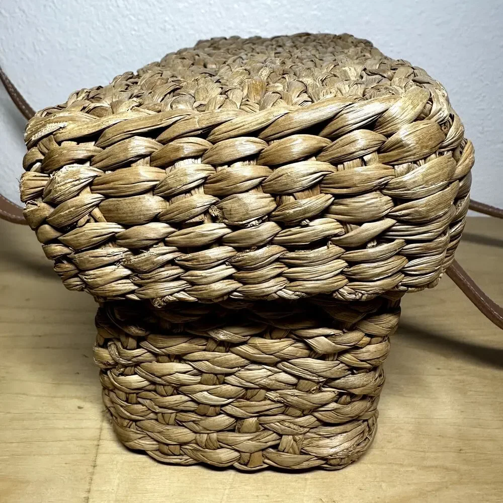 Kate Spade New York Picnic Bag Wicker Basket Box Rattan Handwoven Tan